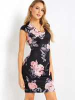 OEM Ladies Black Floral Dresses