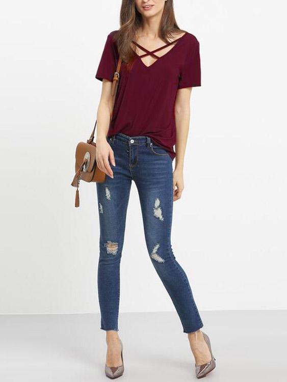 OEM Ladies Burgundy T-Shirts