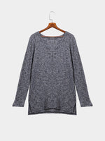 Wholesale Long Sleeve V Neck Plain Split Side Grey T-Shirts
