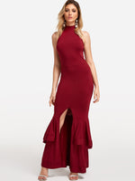 OEM Ladies Burgundy Maxi Dresses