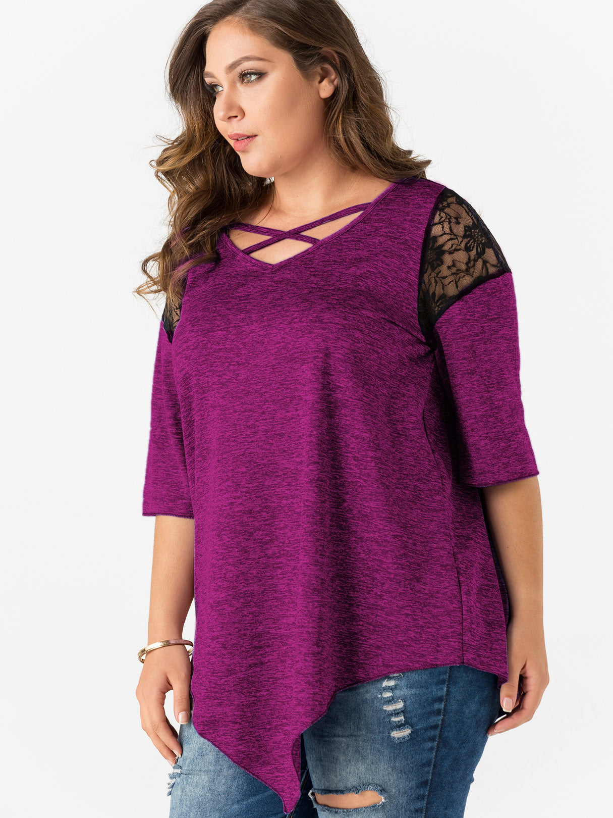 Custom Ladies V-Neck Plus Size Tops
