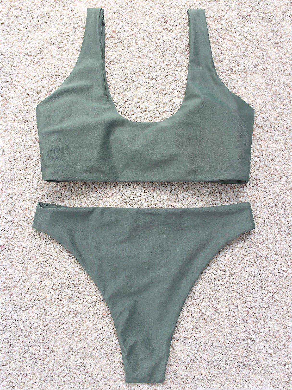 NEW FEELING Womens Army Green Bikinis