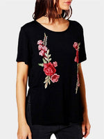 Wholesale Round Neck Floral Print Short Sleeve T-Shirt