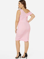 NEW FEELING Womens Pink Plus Size Dresses