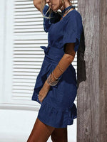 OEM Ladies Royal V-Neck Dresses