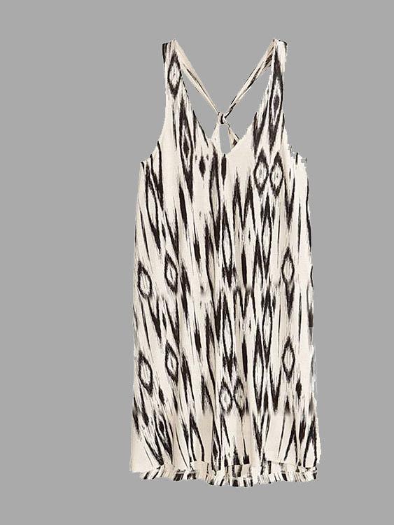Wholesale V-Neck Sleeveless Geometrical Dresses
