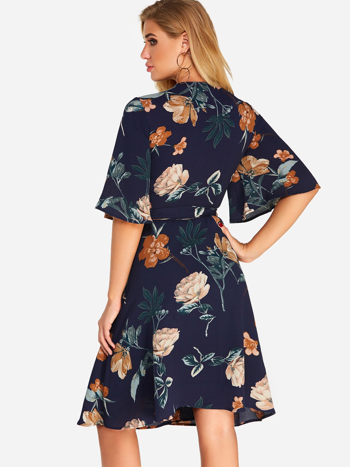 NEW FEELING Womens Navy Floral Dresses