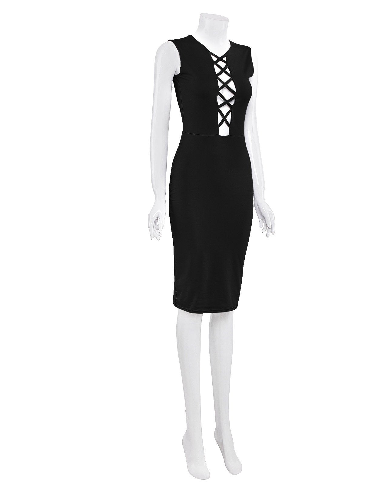 OEM ODM Ladies Black Midi Dresses