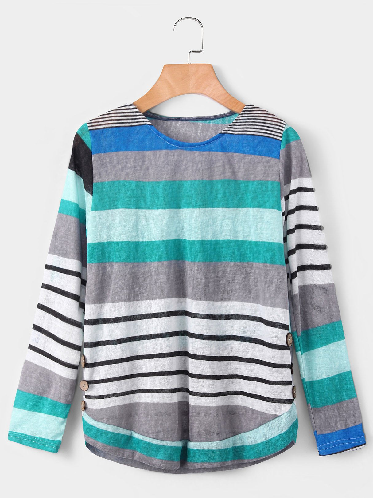 Wholesale Round Neck Pullover Stripe Long Sleeve T-Shirts