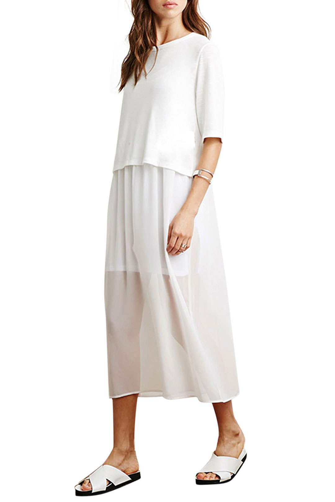 OEM Ladies White Chiffon Dresses