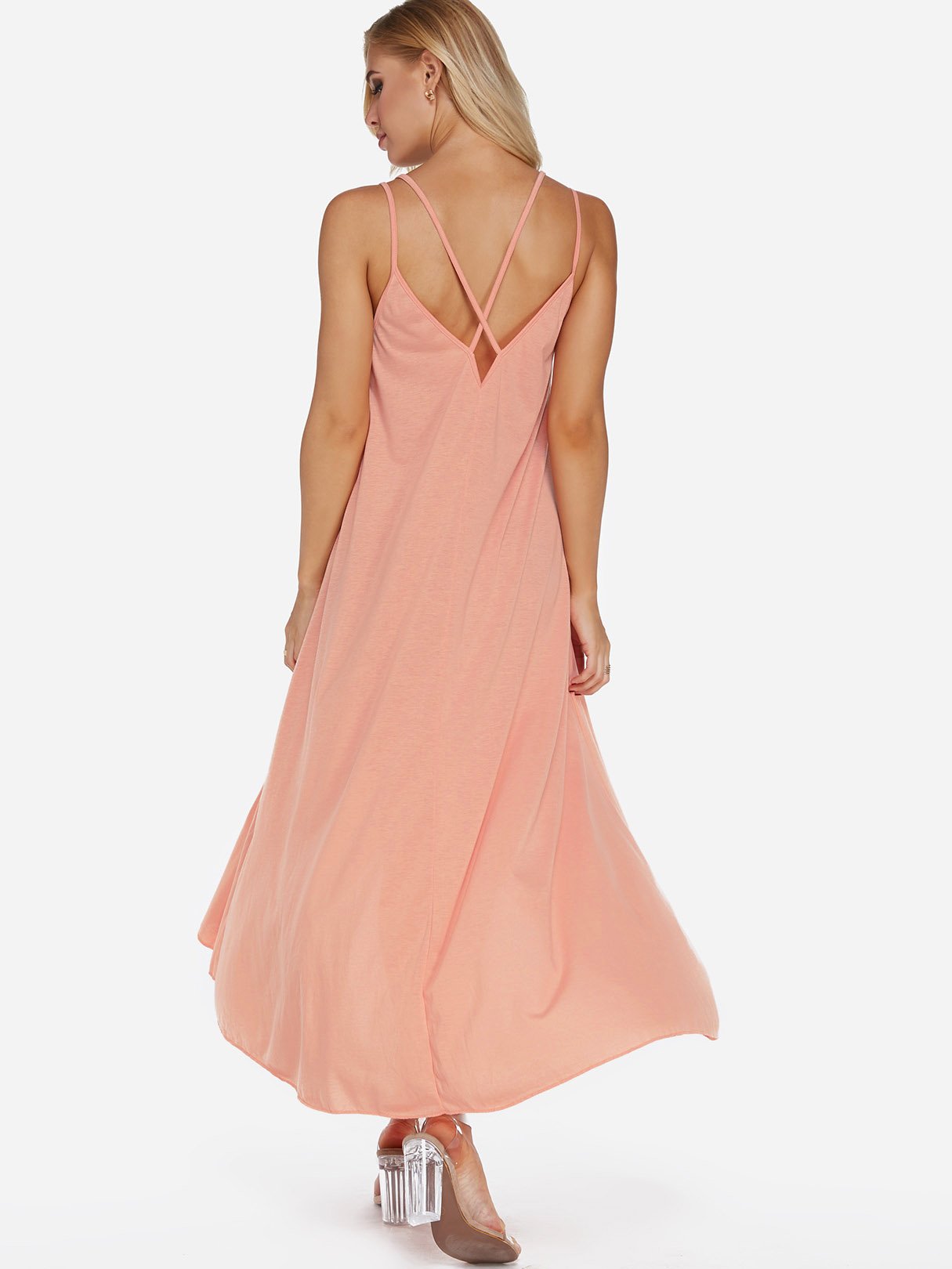 NEW FEELING Womens Pink V-Neck Dresses