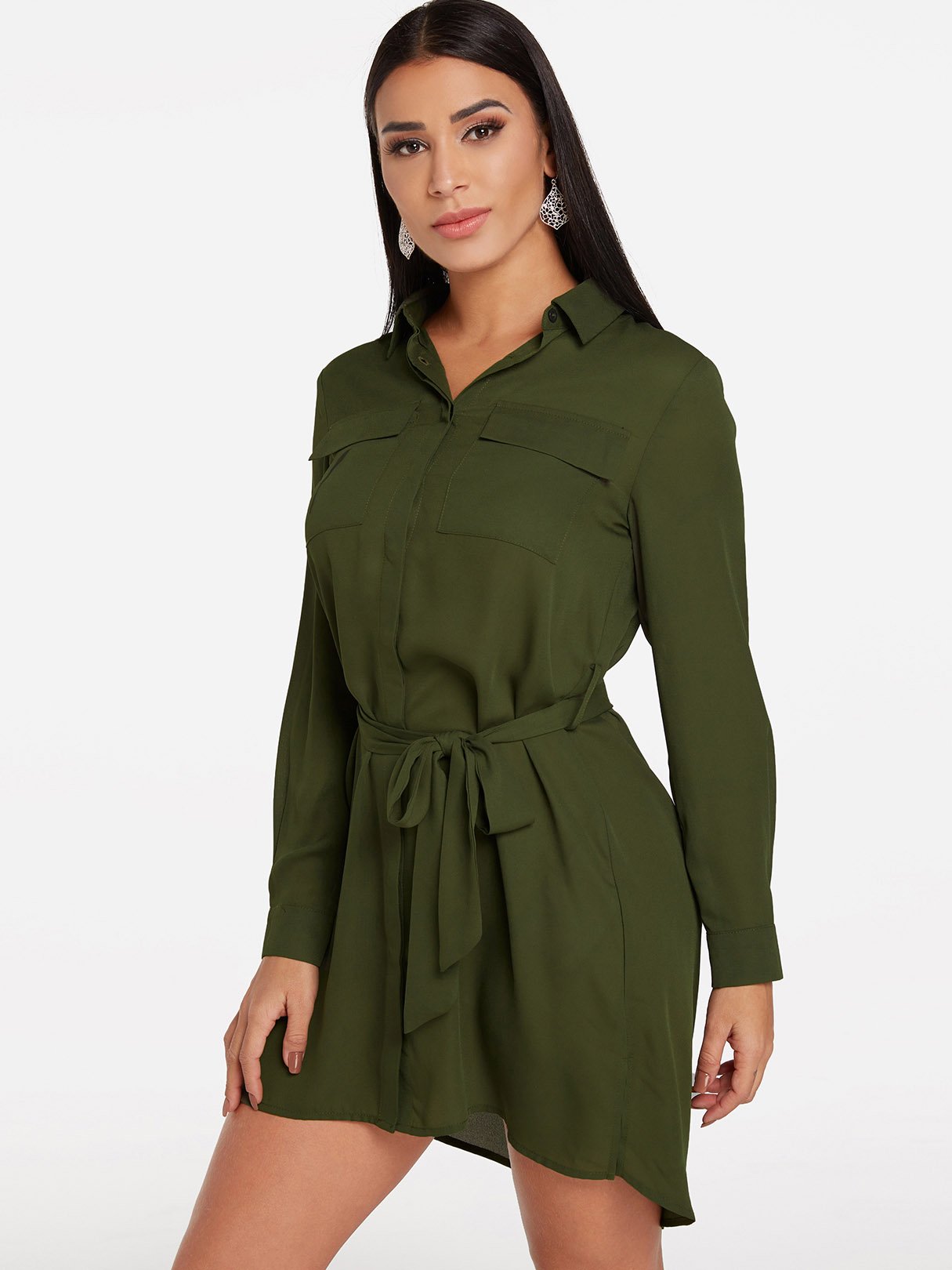 ODM Ladies Long Sleeve Shirt Dress
