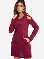 OEM Ladies Burgundy Casual Dresses