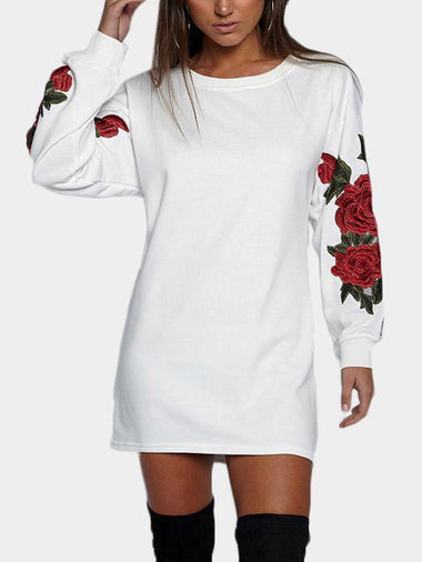 Wholesale White Round Neck Long Sleeve Shirt Dresses