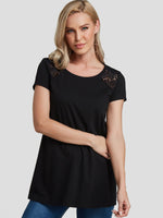 Wholesale Round Neck Lace Short Sleeve Black T-Shirts