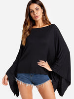 Wholesale Round Neck Long Sleeve Black Blouses