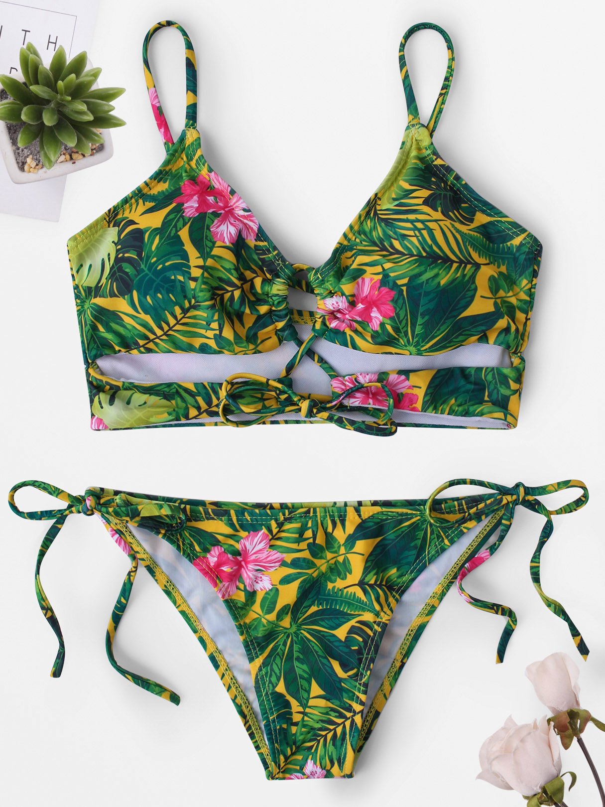 Wholesale Deep V-Neck Sleeveless Floral Print One-Pieces