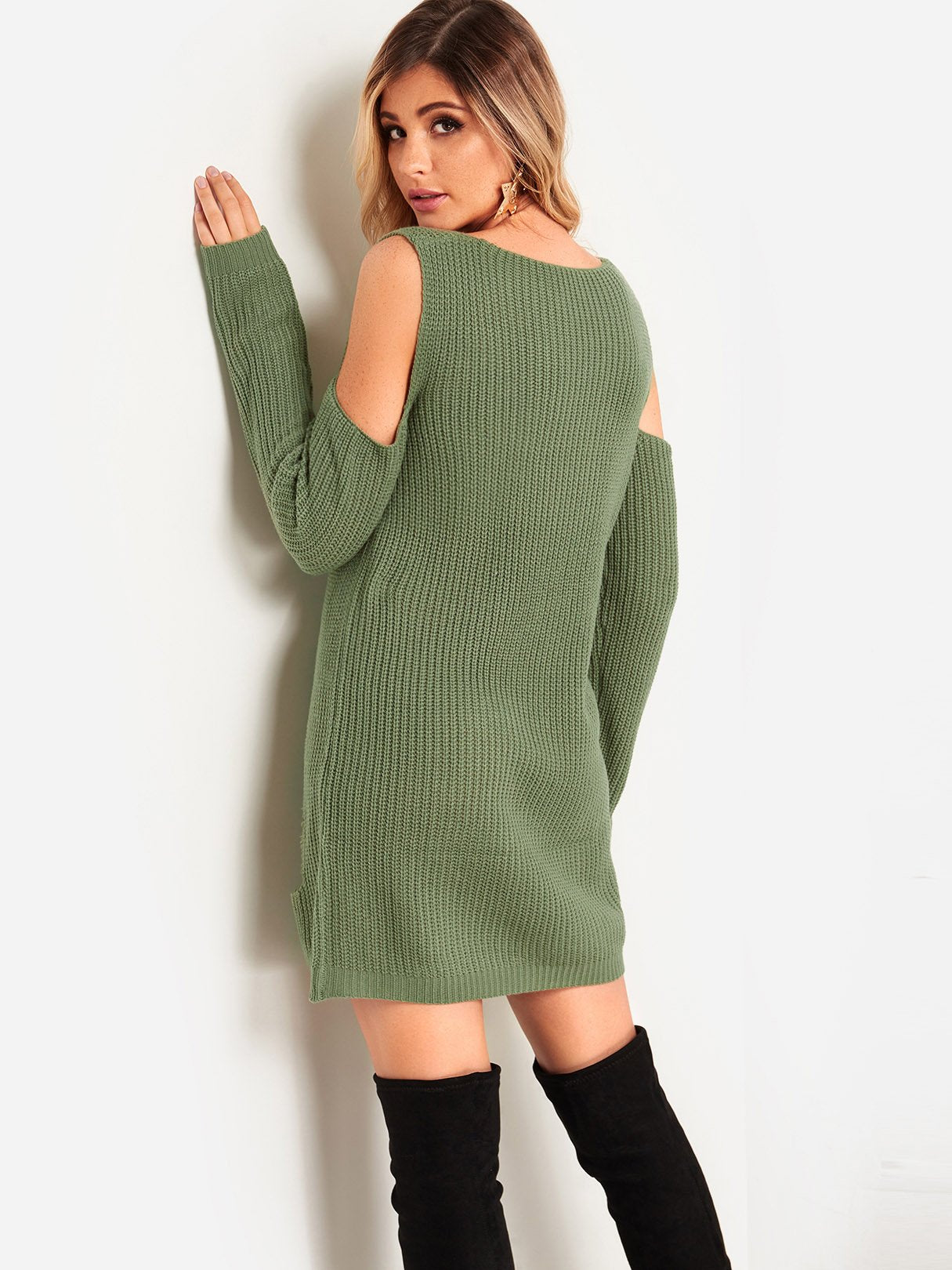 NEW FEELING Womens Green V-Neck Dresses