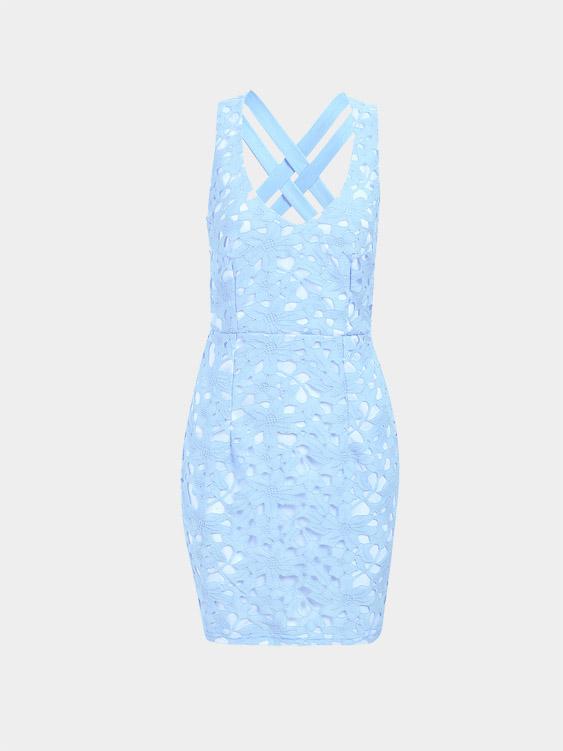 Wholesale Blue Sleeveless Lace Mini Dress