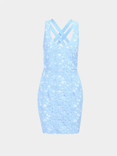 Wholesale Blue Sleeveless Lace Mini Dress