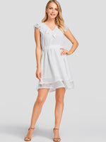 NEW FEELING Womens White V-Neck Dresses