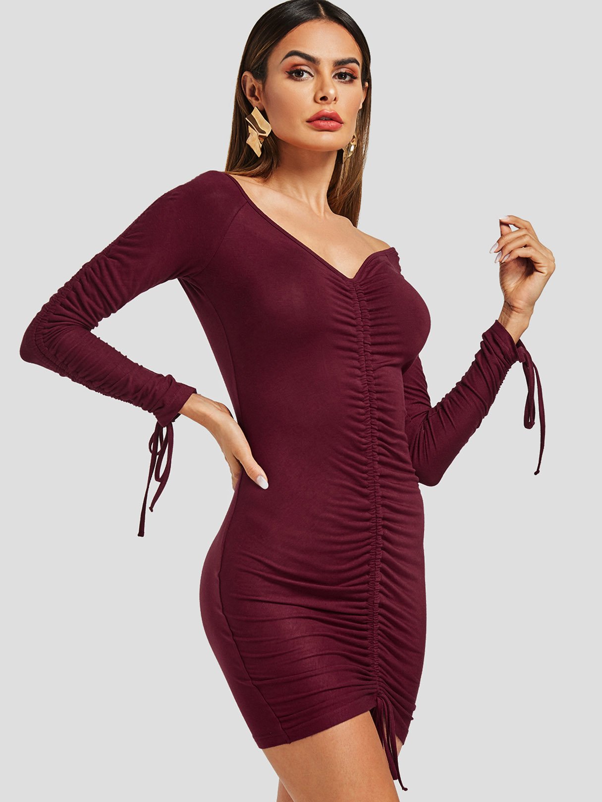 OEM Ladies Burgundy Mini Dresses
