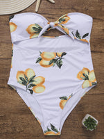 Wholesale White Off The Shoulder Sleeveless Floral Print Cut Out One-Pieces