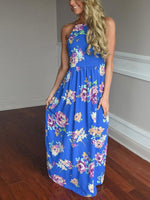 OEM Ladies Blue Maxi Dresses