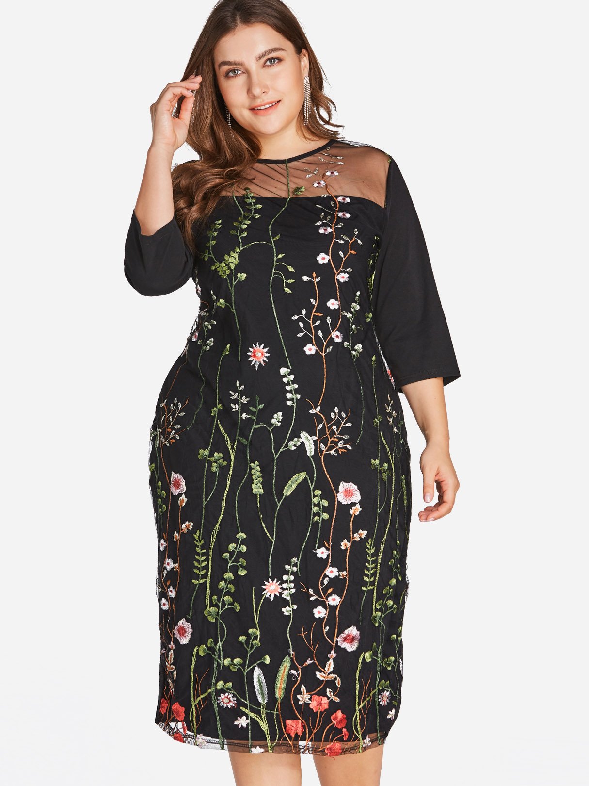 ODM Ladies 3/4 Sleeve Plus Size Dress