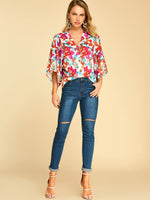 NEW FEELING Womens Rose Blouses