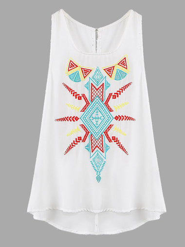Wholesale Scoop Neck Sleeveless White Tank Top