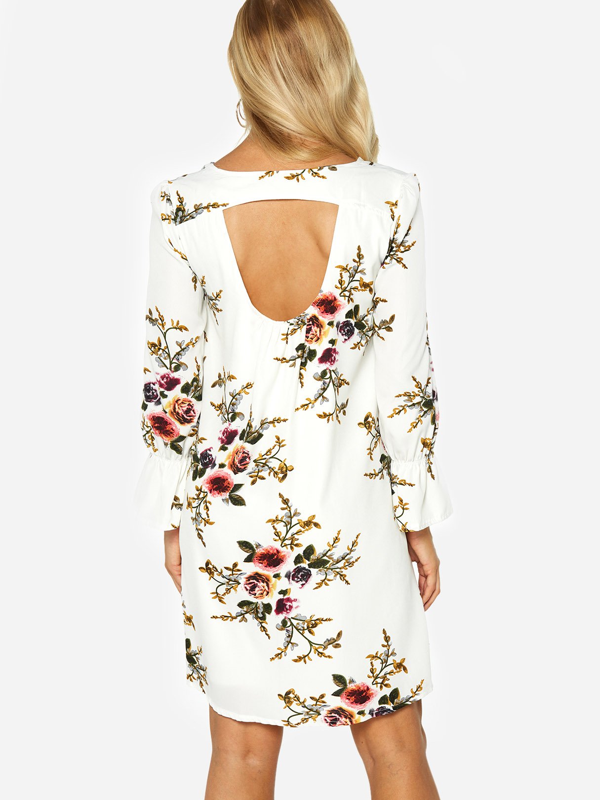NEW FEELING Womens White Floral Dresses