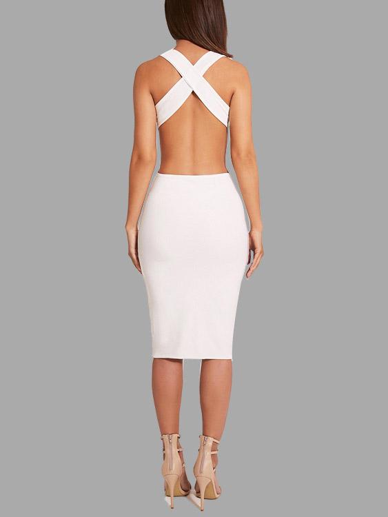 NEW FEELING Womens White Midi Dresses