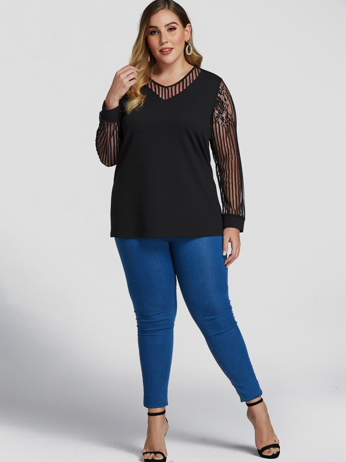 OEM ODM Plus Size Womens Black Tops