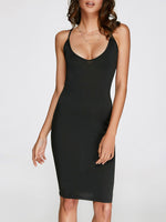 Wholesale Black V-Neck Sleeveless Plain Backless Sexy Dresses