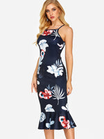 OEM Ladies Navy Floral Dresses