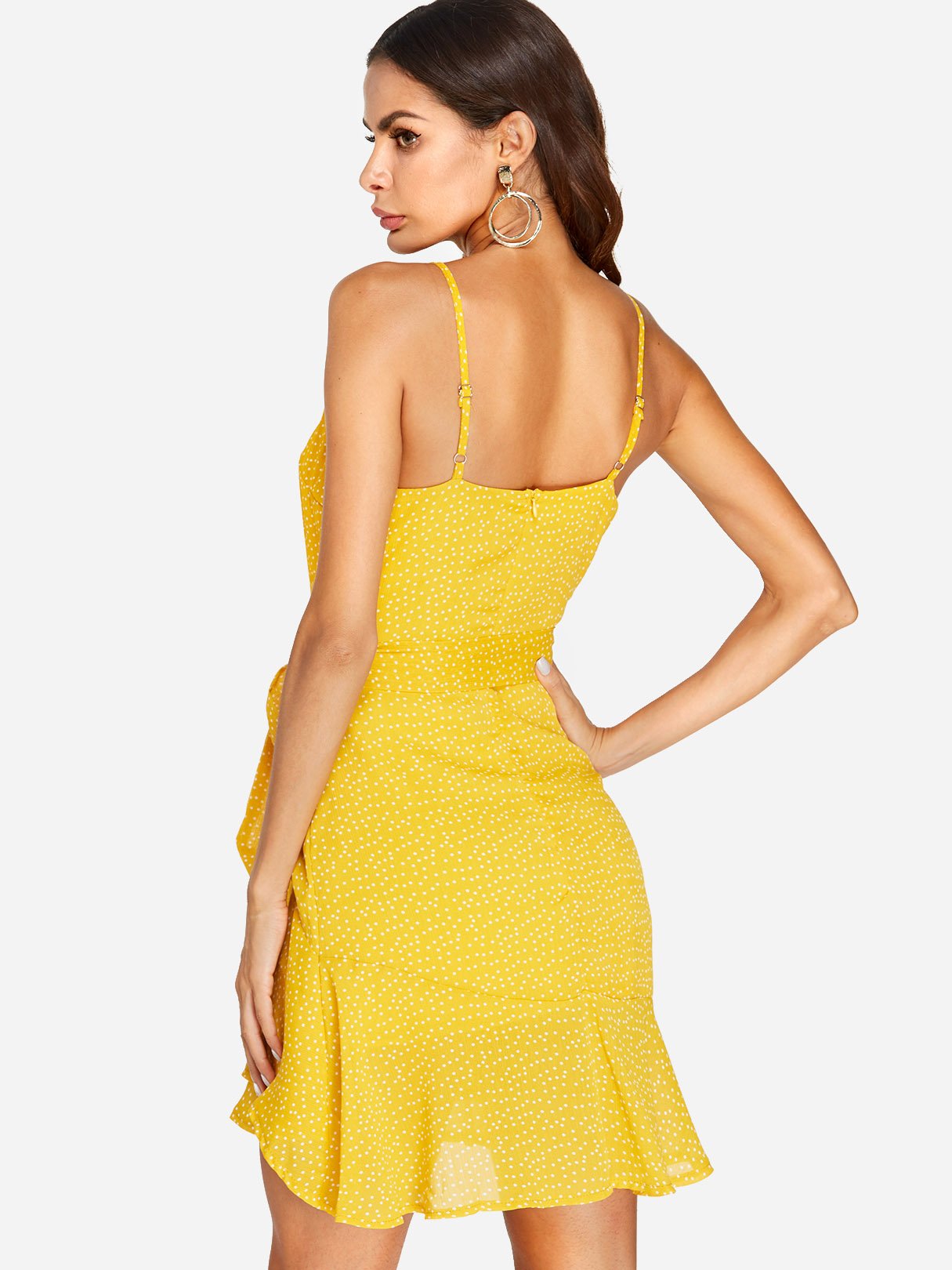 NEW FEELING Womens Yellow V-Neck Dresses