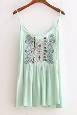 Wholesale Bohemia Sleeveless Top With Embroidery Pattern