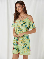 NEW FEELING Womens Green Floral Dresses