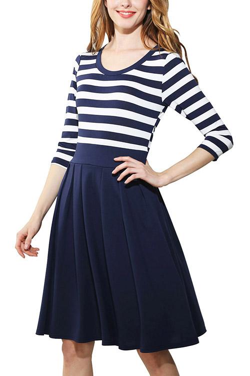 OEM Ladies Blue Midi Dresses