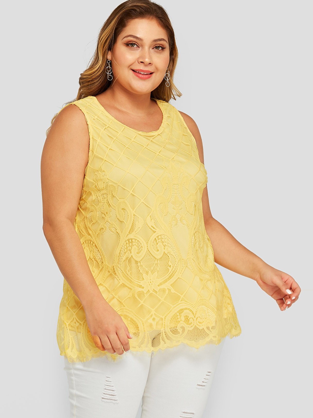 OEM Ladies Yellow Plus Size Tops