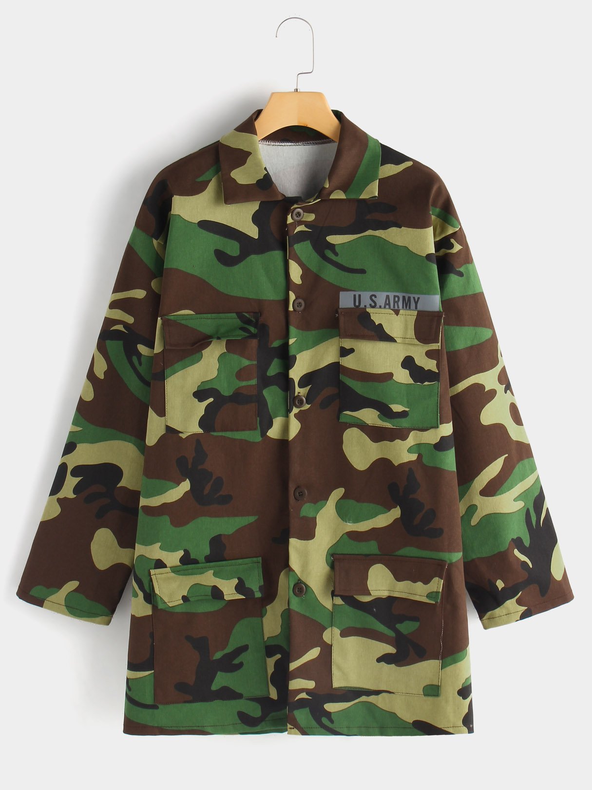 Wholesale Classic Collar Camouflage Long Sleeve Camo Plus Size Coats & Jackets