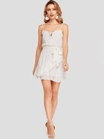 NEW FEELING Womens White V-Neck Dresses