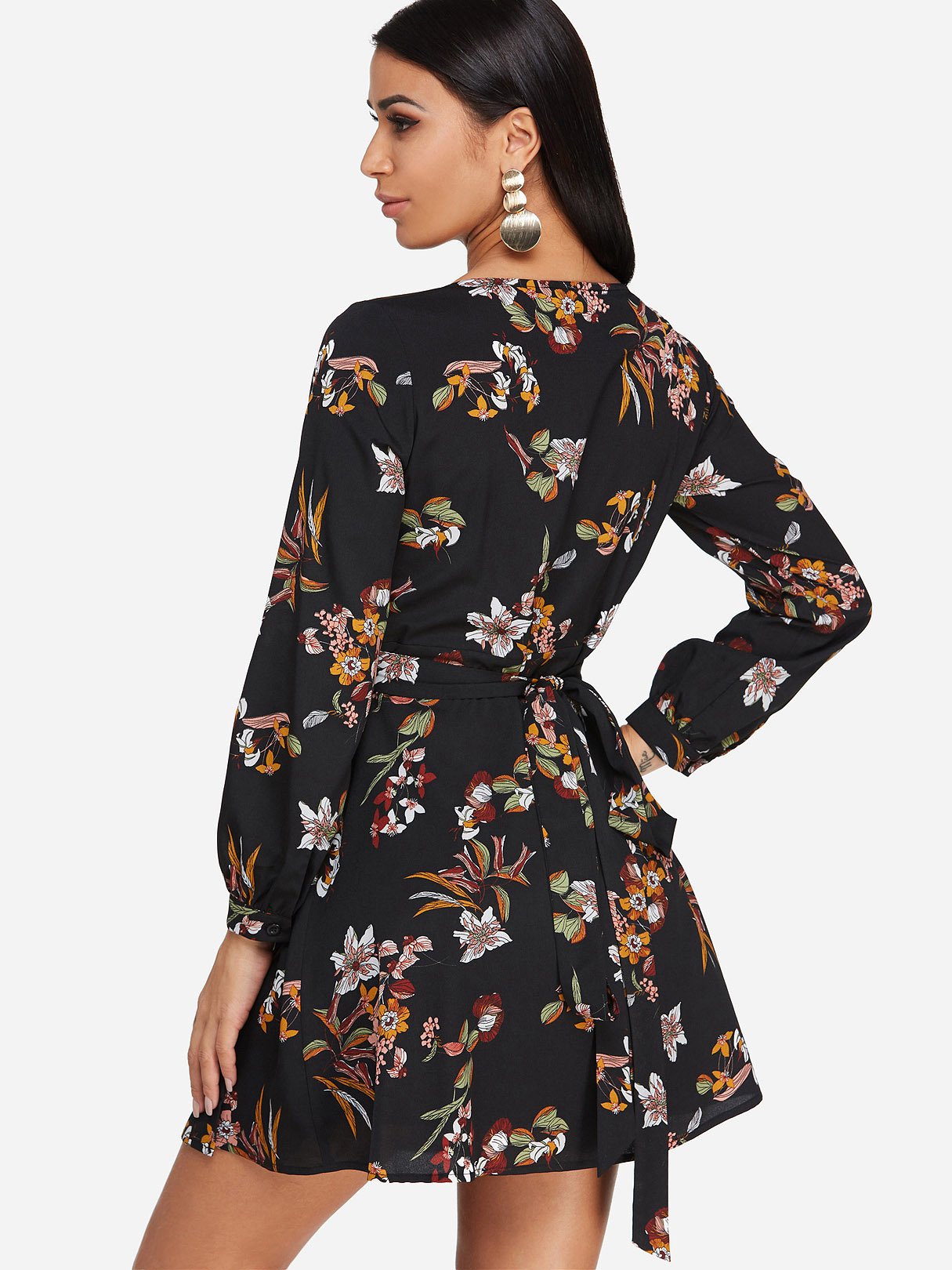 NEW FEELING Womens Black Floral Dresses