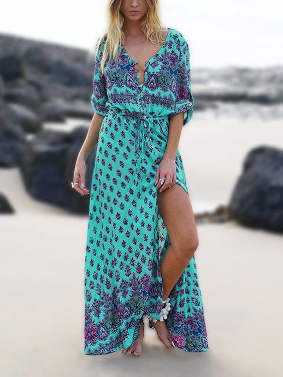 Custom Ladies Celadon Maxi Dresses
