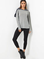 Wholesale Pullover Plain Hooded Long Sleeve Grey T-Shirts