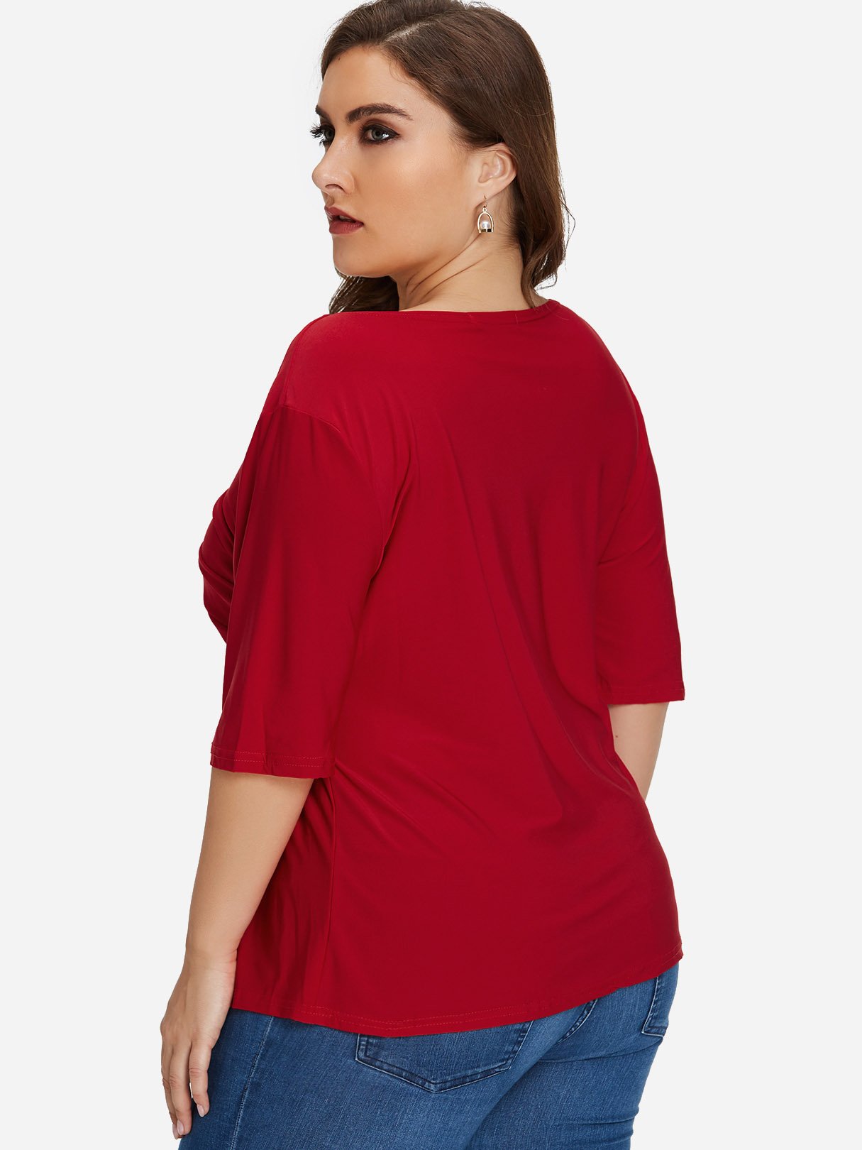 NEW FEELING Womens Red Plus Size Tops