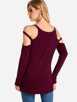 NEW FEELING Womens Burgundy T-Shirts