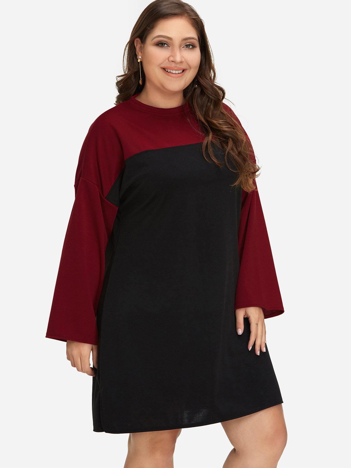 OEM Ladies Color Block Plus Size Dresses