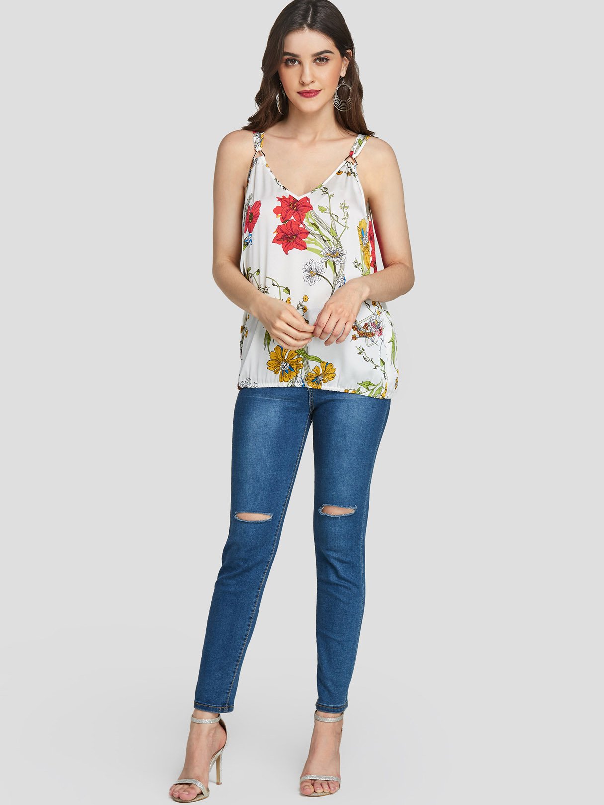 NEW FEELING Womens White Camis